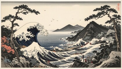 The Great Wave off Kanagawa Inspired Landscape