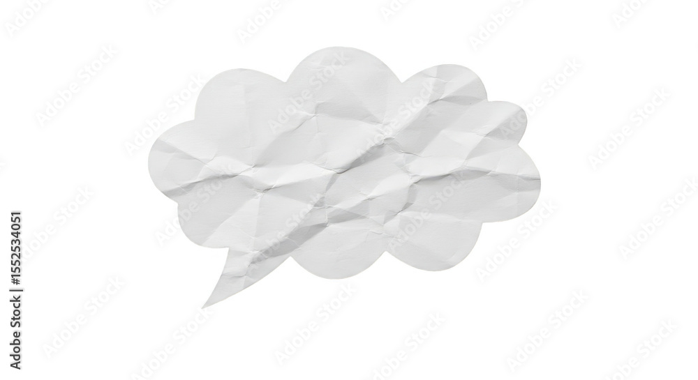 Poster paper crumpled speech bubble communication message on transparent background