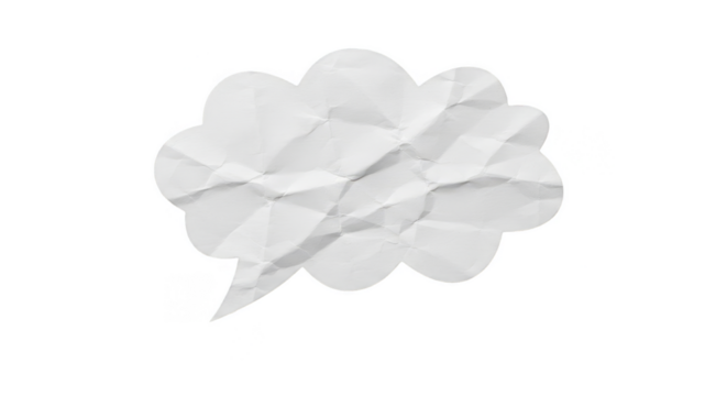 Paper Crumpled Speech Bubble Communication Message On Transparent Background