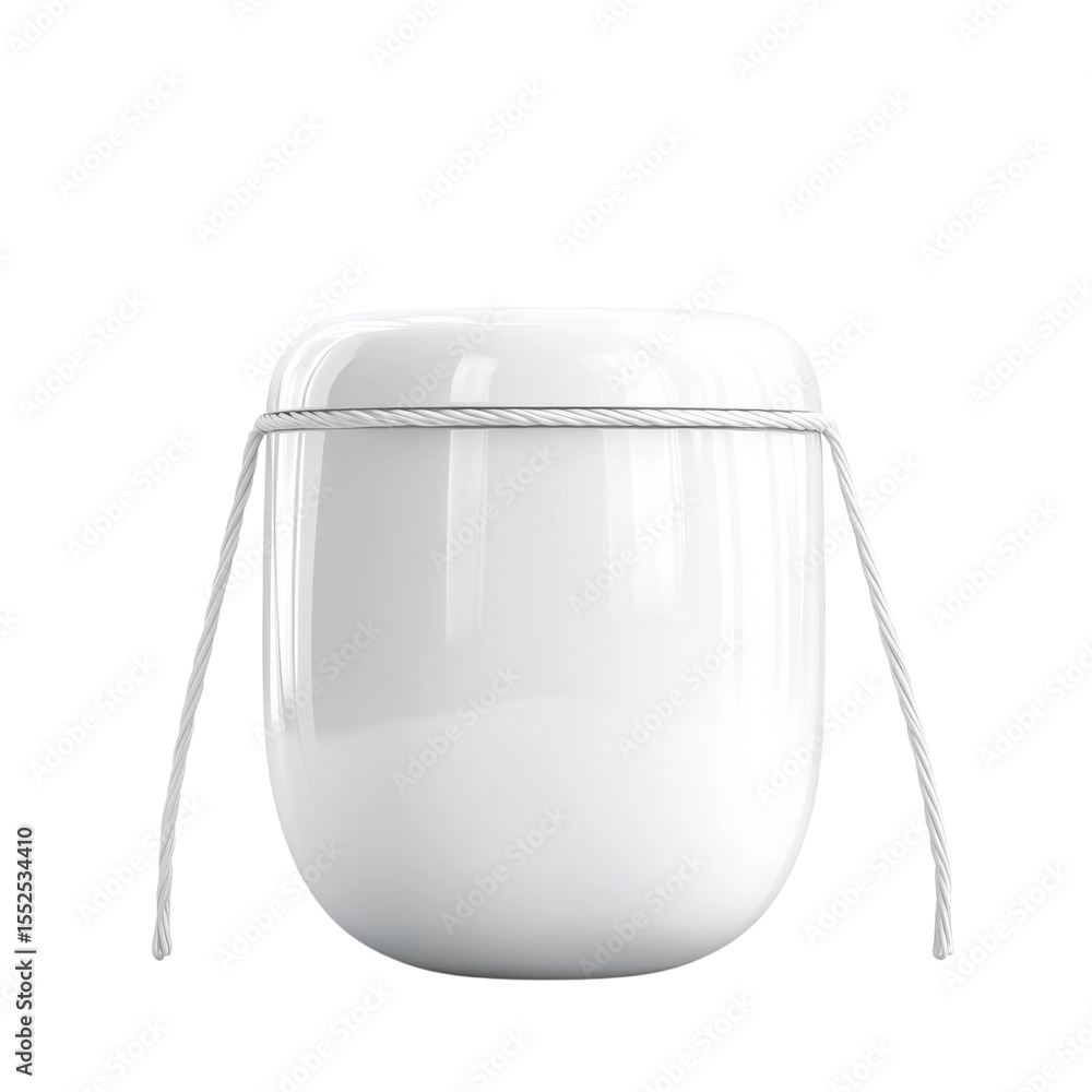 Poster elegant white capsule with string on black modern aesthetic simplicity on transparent background