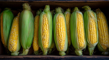 , Corn on the cob. Vegetarian summer food in North America.