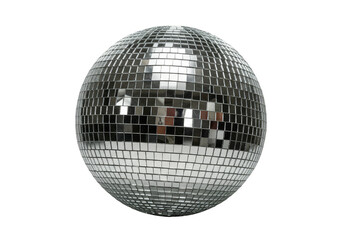 Shiny Silver Disco Ball Decoration with Transparent Background
