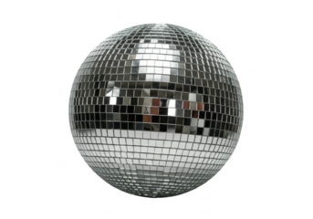 Shiny Silver Disco Ball Decoration with Transparent Background
