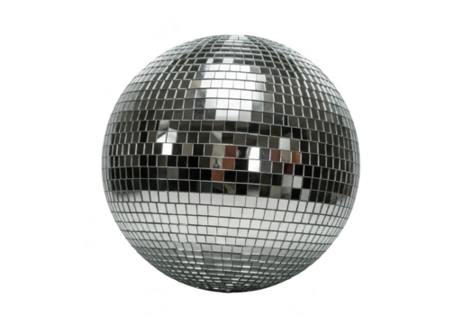 Shiny Silver Disco Ball Decoration with Transparent Background