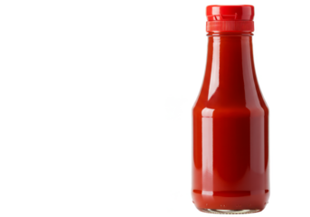 Isolated Transparent Background with Ketchup Bottle Red Sauce and Glass