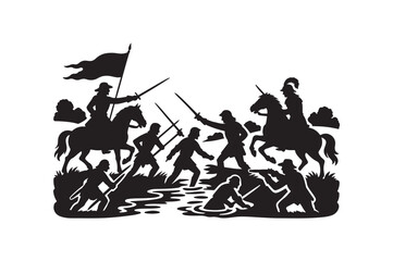 battle of the boyne silhouette vector art illustration on white background