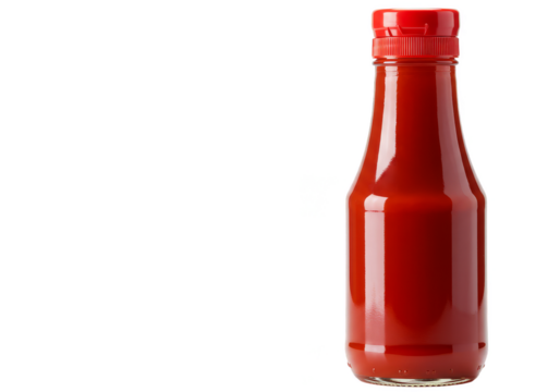 Isolated Transparent Background with Ketchup Bottle Red Sauce and Glass