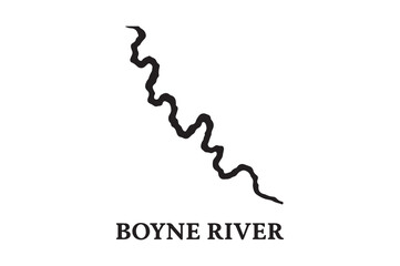boyne river map silhouette vector art illustration on white background