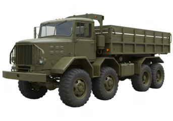 Realistic Illustration of Military Truck Olive Green Transport Vehicle