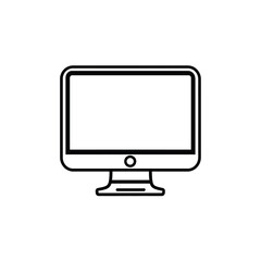 Black and White of Computer Monitor with Stand and Power Button
