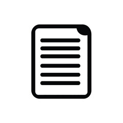 Black and White of Document Icon with Rounded Edges and Lines Inside