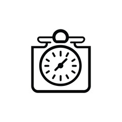 Obraz premium Black and White Outline Icon of a Mechanical Timer with Seconds Marked