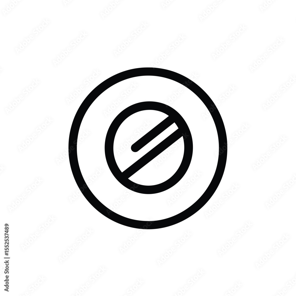Poster black circle and two lines inside shape sign with transparent background
