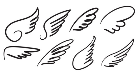 doodle sketch style abstract wings cartoon hand drawn illustration concept design
