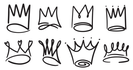 doodle sketch style hand drawn crown vector illustration concept design