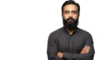 Serious Adult Man Portrait Beard Arms Crossed Isolated Transparent PNG