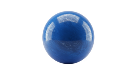 Shiny Blue Sphere Ball Round Glass Object on Transparent Background