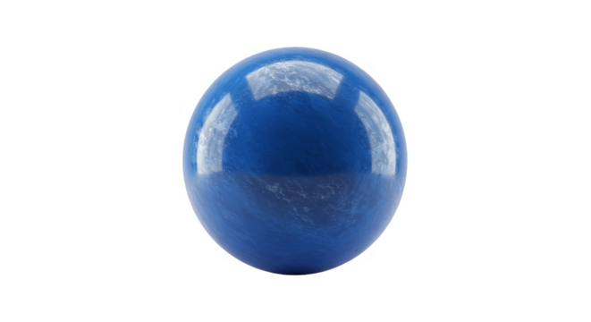 Shiny Blue Sphere Ball Round Glass Object on Transparent Background