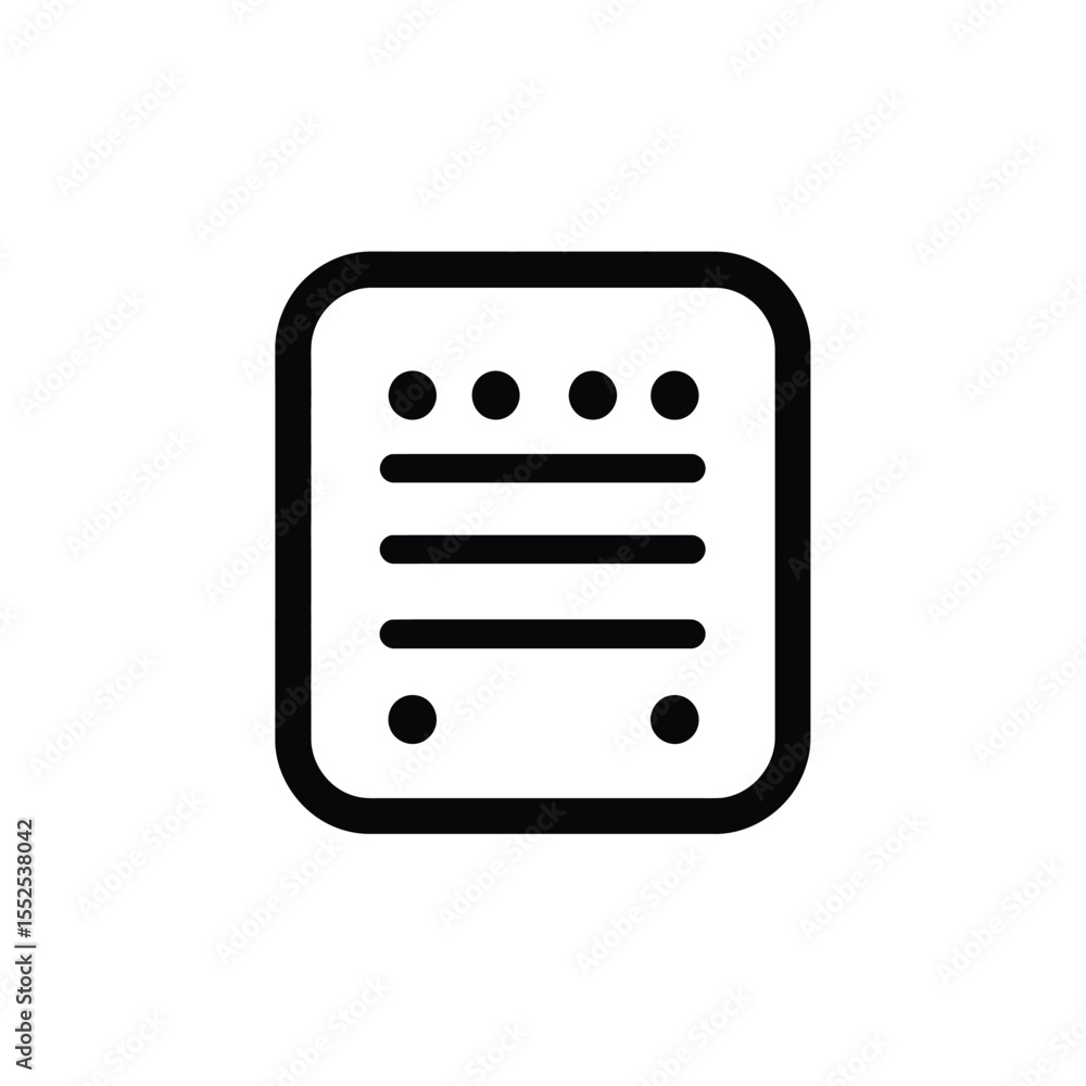 Aufkleber black icon of menu with rounded square on transparent background