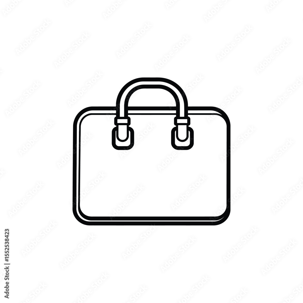 Poster black outline icon drawing of a briefcase with a handle isolated on transparent