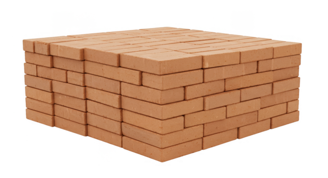 Stack Of Red Brown Bricks Construction Material Isolated Background