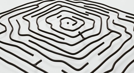 Intricate black line maze pattern design