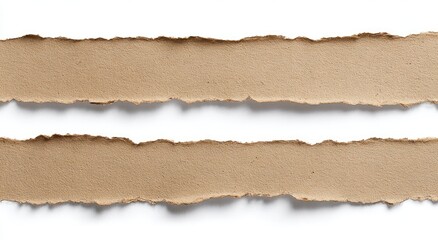 Two torn strips of light brown cardboard against white