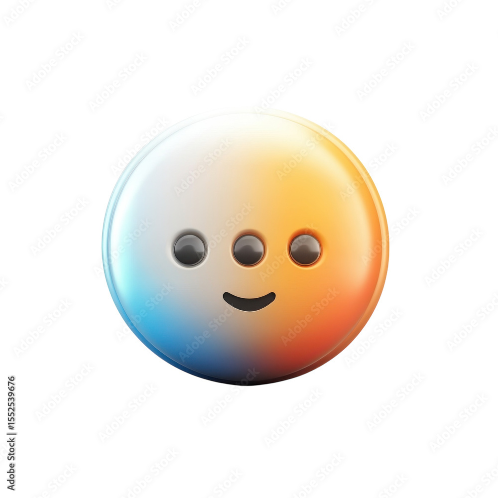 Fototapete Cartoon Three Dots Smile Round Glossy Sphere Gradient Colorful Design on transparent background