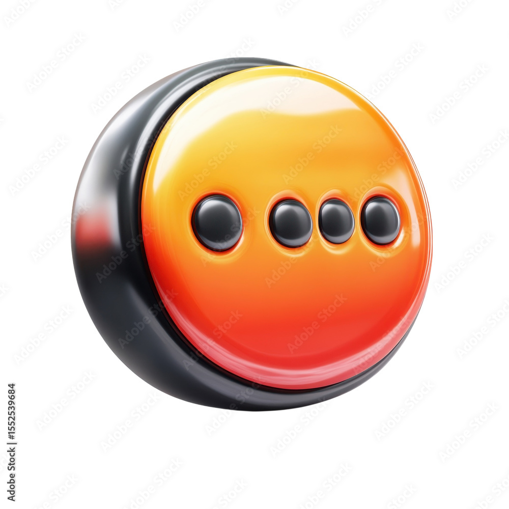 Poster 3d round button with three dots navigation icon more options action shiny on transparent background