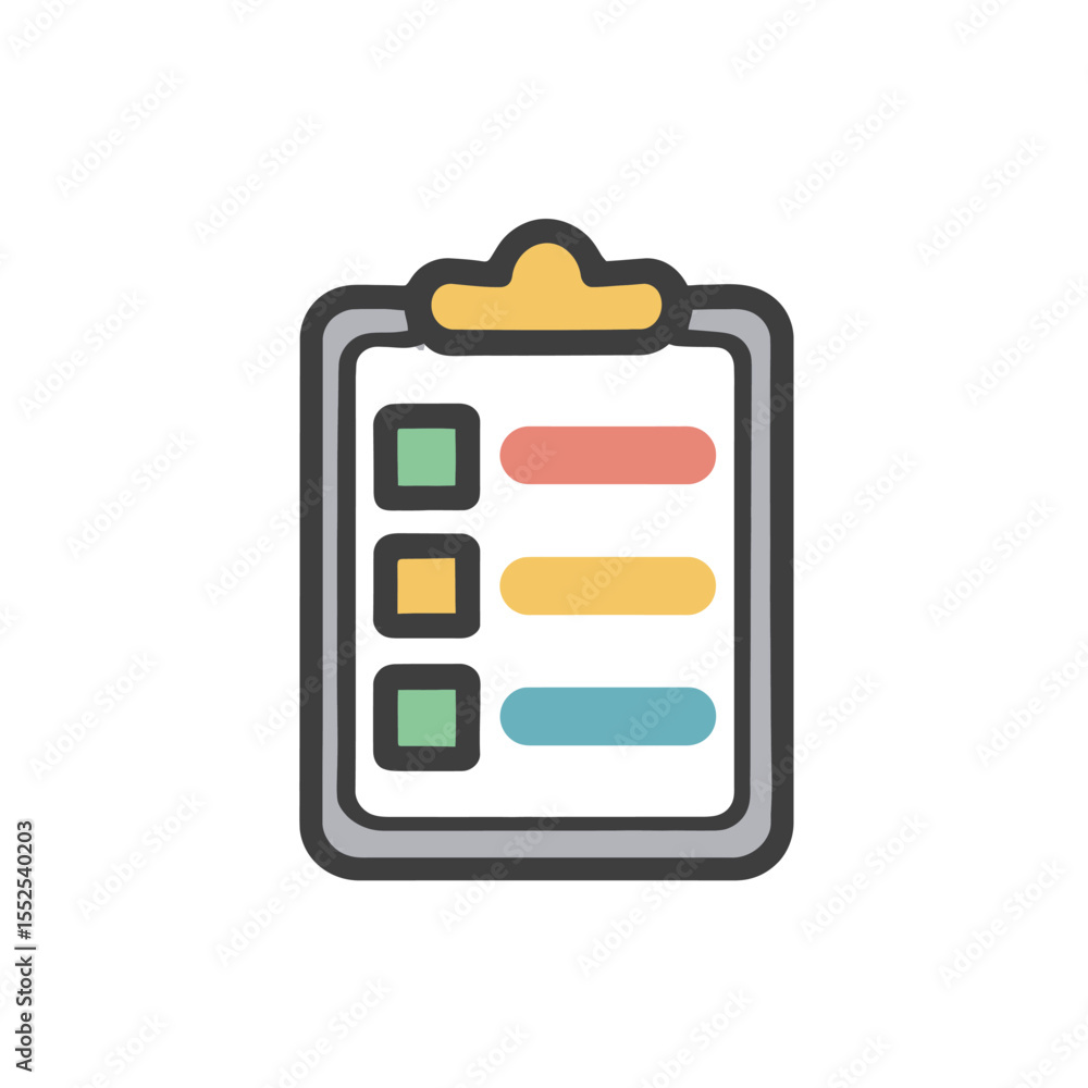 Poster checklist on clipboard with tick boxes on transparent background