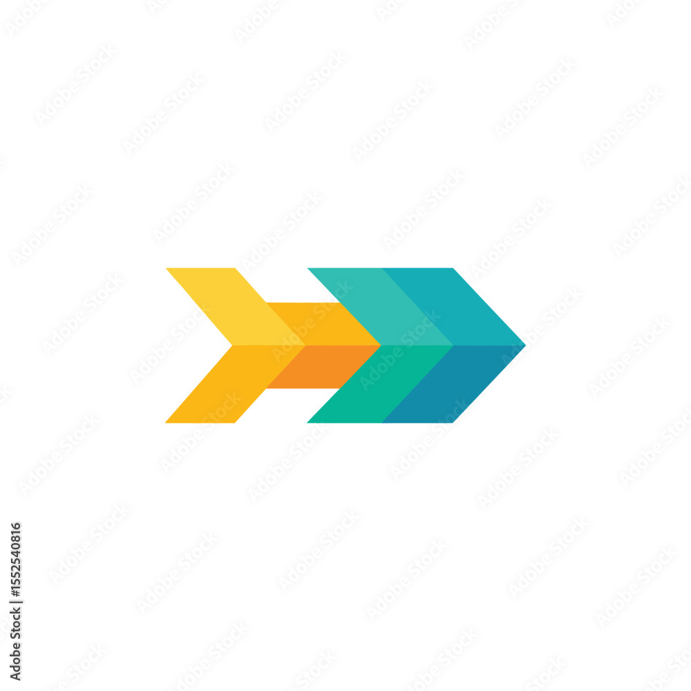 Poster colorful arrow pointing right with transparent background for directional emphasis