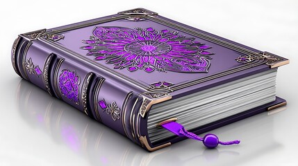 Ornate purple book, detailed cover
