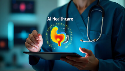 Medical doctor and medical technology and futuristic concept, Modern medical technology and innovation. Doctor using laptop and health medical network connection icon on virtual screen interface