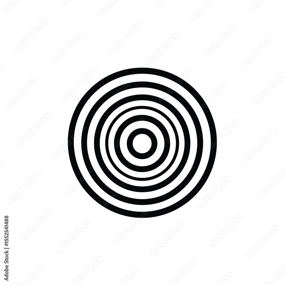 Aufkleber concentric rings black and white abstract design with circular patterns on a white background