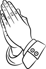 Praying Hands outline vector illustration line art