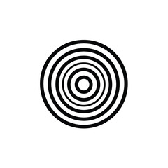 Concentric Rings Black and White Abstract Design with Circular Patterns on a White Background