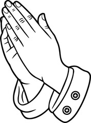 Praying Hands outline vector illustration line art