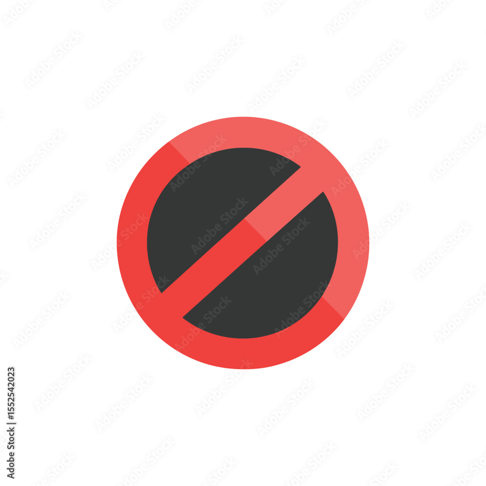 Aufkleber flat design stop sign with red circle and diagonal line isolated on white