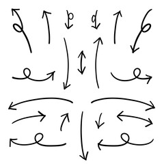 くるくるまっすぐシンプルな手書きの矢印セット