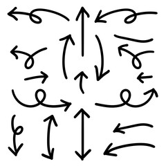 くるくるまっすぐシンプルな手書きの矢印セット