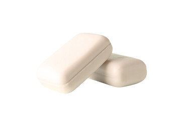 White soap bars on cutout background, isolated on white, PNG