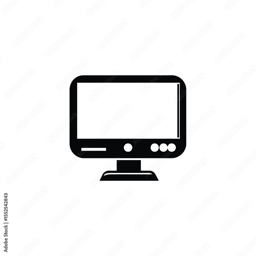 Poster illustration of a black desktop computer monitor with buttons and a stand