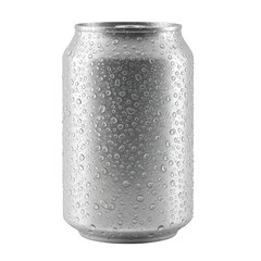 Realistic Isolated Aluminum Can with Water Droplets on Transparent Background