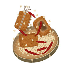 Vector Illustration Logo Clipart Levitation Korean Traditional Spice Meju 