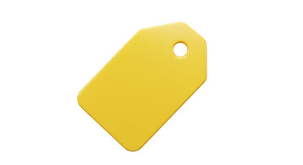 Realistic Yellow Price Tag 3d Rendered Illustration With Transparent Background