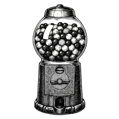 Retro Gumball Machine Illustration Isolated Candy Dispenser on Transparent