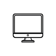 Line Art Illustration of a Desktop Computer Monitor with Stand and On/Off Button