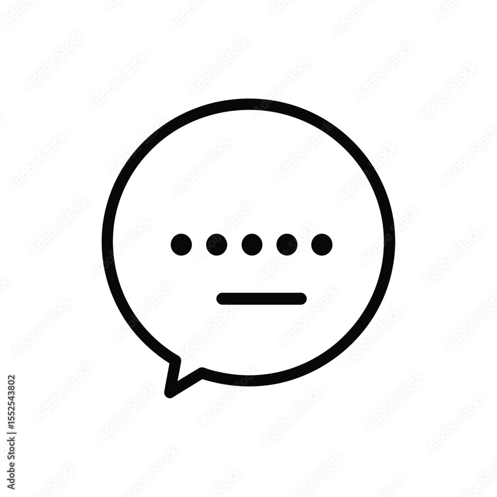 Poster line art of speech bubble icon with dots and line on white background