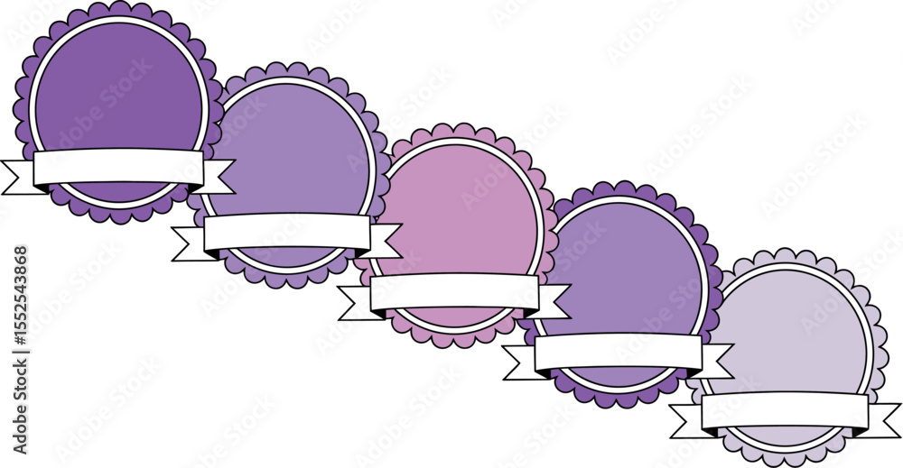 Poster Purple scallop frames with banners vector graphics for design and creative projects use 100 characters editable stock vector illustration