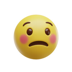 Sad Yellow Emoji Face Expression With Transparent Background 3D Rendering